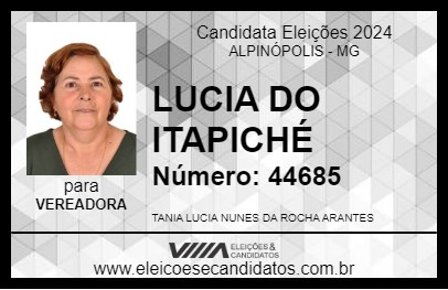 Candidato LUCIA DO ITAPICHÉ 2024 - ALPINÓPOLIS - Eleições