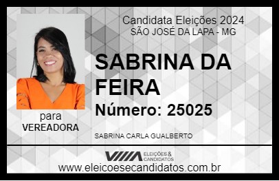 Candidato SABRINA DA FEIRA 2024 - SÃO JOSÉ DA LAPA - Eleições