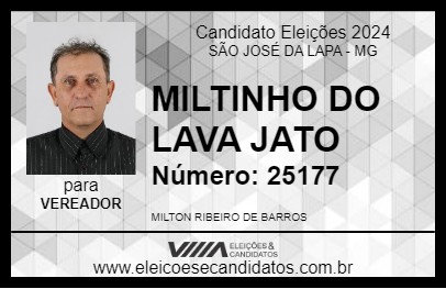 Candidato MILTINHO DO LAVA JATO 2024 - SÃO JOSÉ DA LAPA - Eleições