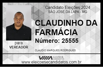 Candidato CLAUDINHO DA FARMÁCIA 2024 - SÃO JOSÉ DA LAPA - Eleições