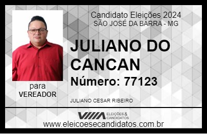 Candidato JULIANO DO CANCAN 2024 - SÃO JOSÉ DA BARRA - Eleições