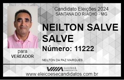 Candidato NEILTON SALVE SALVE 2024 - SANTANA DO RIACHO - Eleições