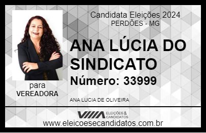 Candidato ANA LÚCIA DO SINDICATO 2024 - PERDÕES - Eleições