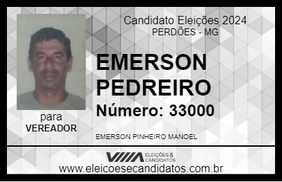 Candidato EMERSON PEDREIRO 2024 - PERDÕES - Eleições