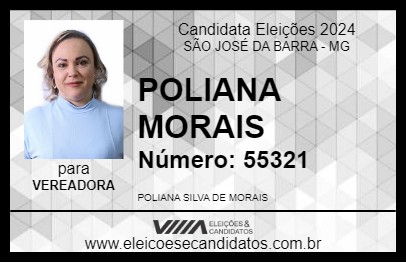 Candidato POLIANA MORAIS 2024 - SÃO JOSÉ DA BARRA - Eleições