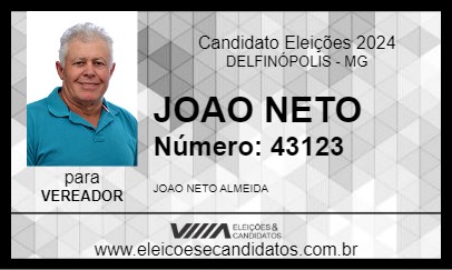 Candidato JOAO NETO 2024 - DELFINÓPOLIS - Eleições