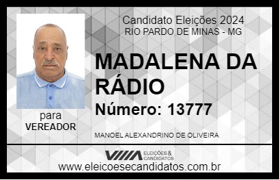 Candidato MADALENA DA RÁDIO 2024 - RIO PARDO DE MINAS - Eleições