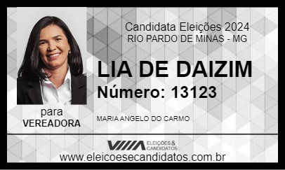 Candidato LIA DE DAIZIM 2024 - RIO PARDO DE MINAS - Eleições