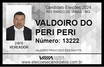 Candidato VALDOIRO DO PERI PERI 2024 - RIO PARDO DE MINAS - Eleições