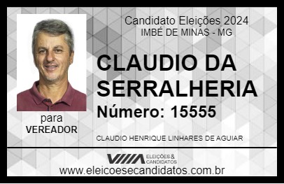 Candidato CLAUDIO DA SERRALHERIA 2024 - IMBÉ DE MINAS - Eleições