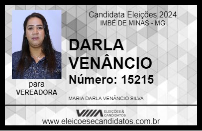 Candidato DARLA VENÂNCIO 2024 - IMBÉ DE MINAS - Eleições