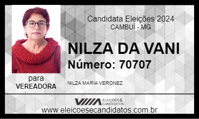 Candidato NILZA DA VANI 2024 - CAMBUÍ - Eleições