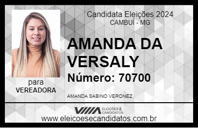 Candidato AMANDA DA VERSALY 2024 - CAMBUÍ - Eleições