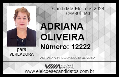 Candidato ADRIANA OLIVEIRA 2024 - CAMBUÍ - Eleições