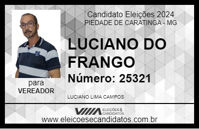 Candidato LUCIANO DO FRANGO 2024 - PIEDADE DE CARATINGA - Eleições