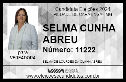 Candidato SELMA CUNHA ABREU 2024 - PIEDADE DE CARATINGA - Eleições