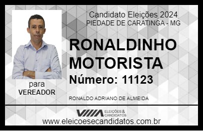 Candidato RONALDINHO MOTORISTA 2024 - PIEDADE DE CARATINGA - Eleições