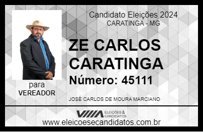 Candidato ZE CARLOS CARATINGA 2024 - CARATINGA - Eleições