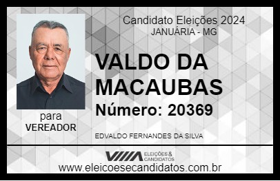 Candidato VALDO DA MACAUBAS  2024 - JANUÁRIA - Eleições