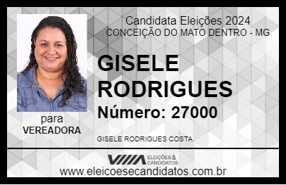 Candidato GISELE RODRIGUES 2024 - CONCEIÇÃO DO MATO DENTRO - Eleições