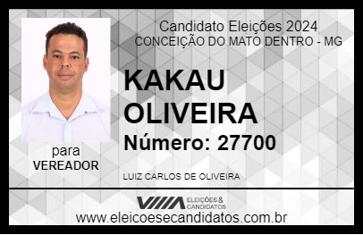 Candidato KAKAU OLIVEIRA 2024 - CONCEIÇÃO DO MATO DENTRO - Eleições