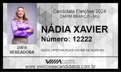 Candidato NÁDIA XAVIER 2024 - CAPIM BRANCO - Eleições