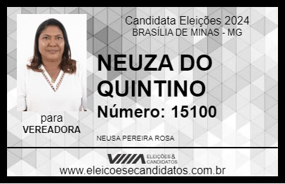 Candidato NEUZA DO QUINTINO 2024 - BRASÍLIA DE MINAS - Eleições