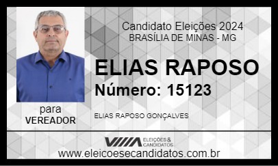 Candidato ELIAS RAPOSO 2024 - BRASÍLIA DE MINAS - Eleições