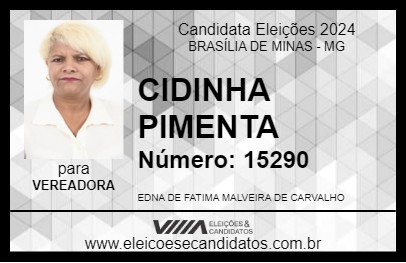 Candidato CIDINHA PIMENTA 2024 - BRASÍLIA DE MINAS - Eleições