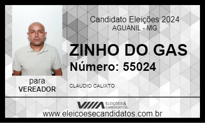 Candidato ZINHO DO GAS 2024 - AGUANIL - Eleições