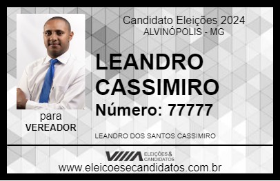 Candidato LEANDRO CASSIMIRO 2024 - ALVINÓPOLIS - Eleições