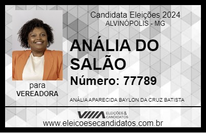 Candidato ANÁLIA DO SALÃO 2024 - ALVINÓPOLIS - Eleições