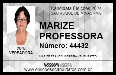 Candidato MARIZE PROFESSORA 2024 - SÃO ROQUE DE MINAS - Eleições