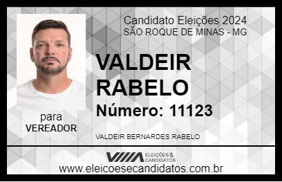 Candidato VALDEIR RABELO 2024 - SÃO ROQUE DE MINAS - Eleições