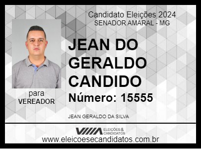 Candidato JEAN DO GERALDO CANDIDO 2024 - SENADOR AMARAL - Eleições