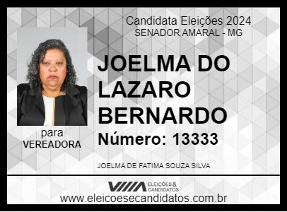 Candidato JOELMA DO LAZARO BERNARDO 2024 - SENADOR AMARAL - Eleições