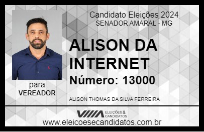 Candidato ALISON DA INTERNET 2024 - SENADOR AMARAL - Eleições