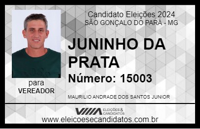 Candidato JUNINHO DA PRATA 2024 - SÃO GONÇALO DO PARÁ - Eleições