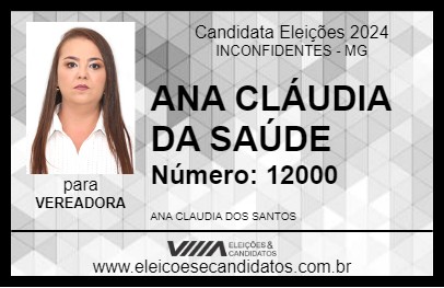 Candidato ANA CLÁUDIA DA SAÚDE 2024 - INCONFIDENTES - Eleições