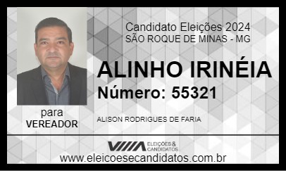 Candidato ALINHO IRINÉIA 2024 - SÃO ROQUE DE MINAS - Eleições