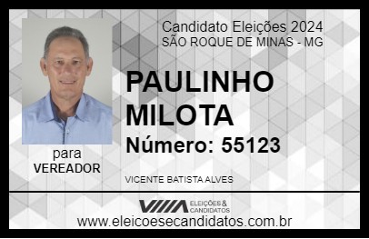 Candidato PAULINHO MILOTA 2024 - SÃO ROQUE DE MINAS - Eleições