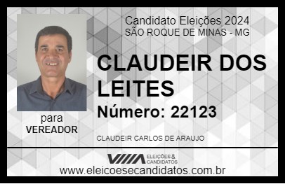 Candidato CLAUDEIR DOS LEITES 2024 - SÃO ROQUE DE MINAS - Eleições