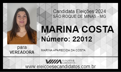 Candidato MARINA COSTA 2024 - SÃO ROQUE DE MINAS - Eleições