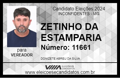 Candidato ZETINHO DA ESTAMPARIA 2024 - INCONFIDENTES - Eleições