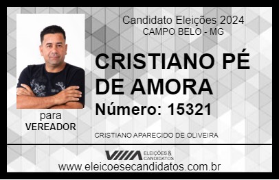 Candidato CRISTIANO PÉ DE AMORA 2024 - CAMPO BELO - Eleições