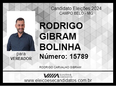 Candidato RODRIGO GIBRAM BOLINHA 2024 - CAMPO BELO - Eleições