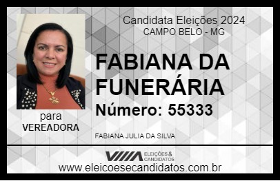 Candidato FABIANA DA FUNERÁRIA 2024 - CAMPO BELO - Eleições