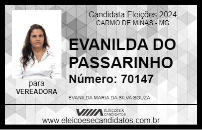 Candidato EVANILDA DO PASSARINHO 2024 - CARMO DE MINAS - Eleições