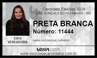 Candidato PRETA BRANCA 2024 - SÃO GONÇALO DO RIO ABAIXO - Eleições