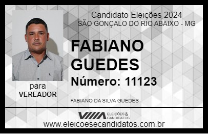 Candidato FABIANO GUEDES 2024 - SÃO GONÇALO DO RIO ABAIXO - Eleições